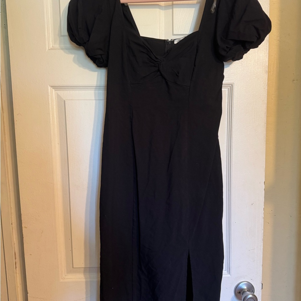 Altar'd State Black Sheath Midi Dress with Sweetheart Neckline